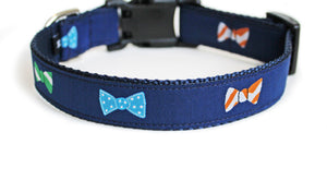 Back side of the Bow Ties Dog Collar, displaying the pattern repeating itself along the length of the collar