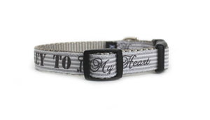  The back of the Key to My Heart Dog Collar, displaying the pattern repeating itself along the length of the collar.