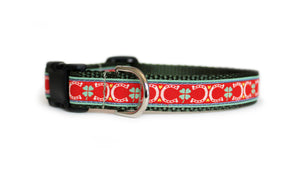 The front of the Lucky Dog Collar, displaying the pattern repeating itself along the length of the collar.