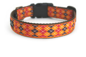 Pumpkin Argyle Dog Collar