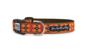 Pumpkin Argyle Dog Collar